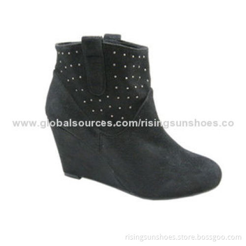 Women's dress boots, velvet upper, small rivets decorated, trendy/comfortable